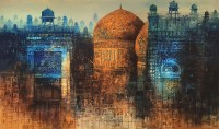 A. Q. Arif, 24 x 42 Inch, Oil on Canvas, Cityscape Painting, AC-AQ-551